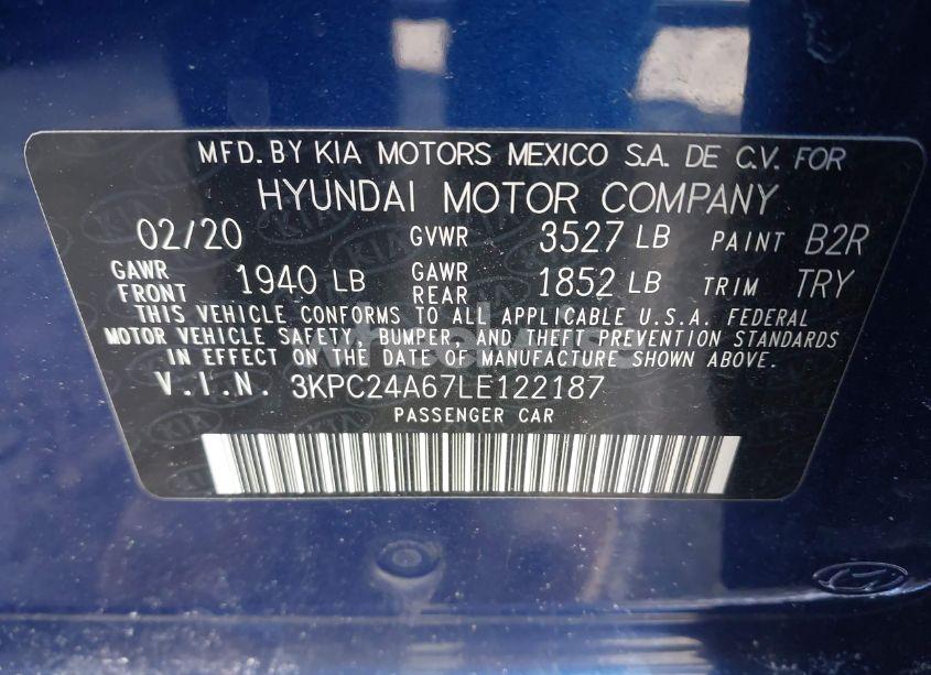 Photo 9 of 2020 Hyundai Accent SEL (VIN 3KPC24A67LE122187)