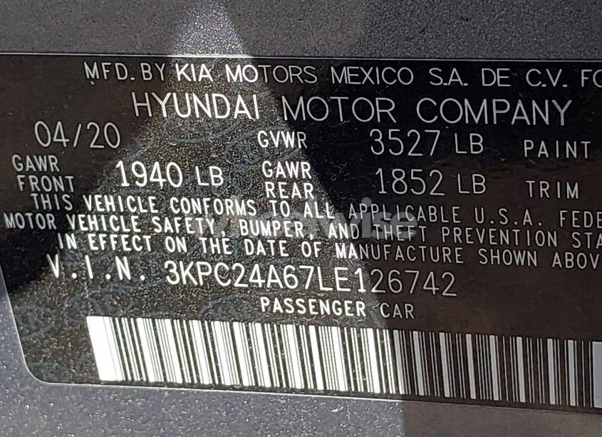 Photo 9 of 2020 Hyundai Accent SE (VIN 3KPC24A67LE126742)