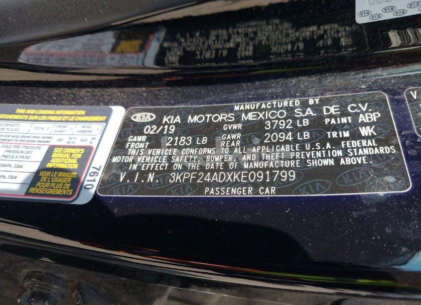 Photo 9 of 2019 Kia Forte LXS (VIN 3KPC24A68LE******)