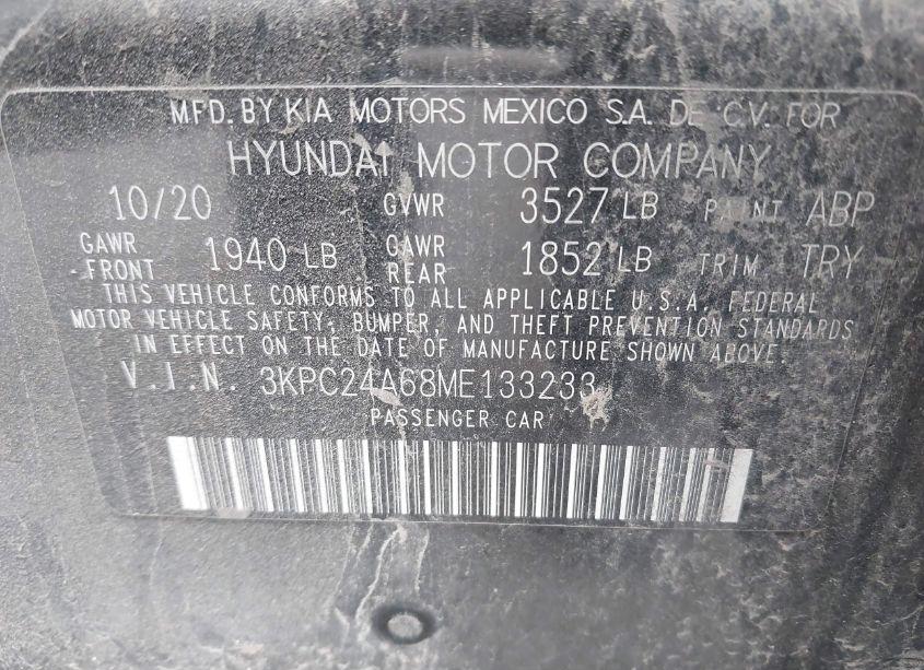 Photo 9 of 2021 Hyundai Accent SE (VIN 3KPC24A68ME133233)