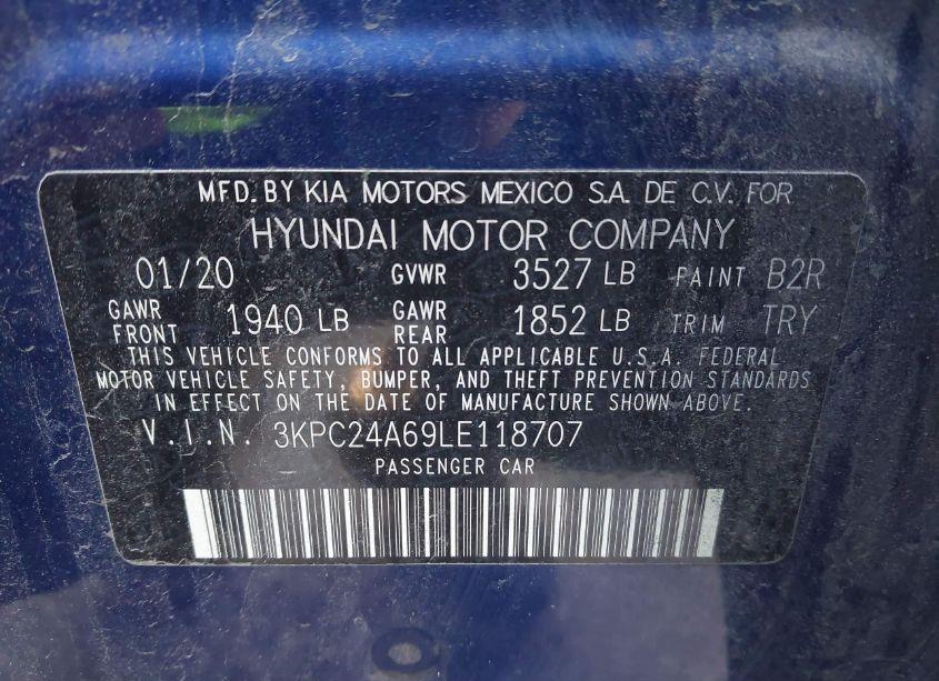 Photo 9 of 2020 Hyundai Accent SE (VIN 3KPC24A69LE118707)