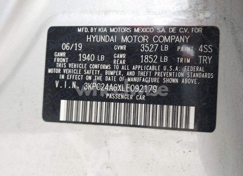 Photo 9 of 2020 Hyundai Accent SE (VIN 3KPC24A6XLE092179)