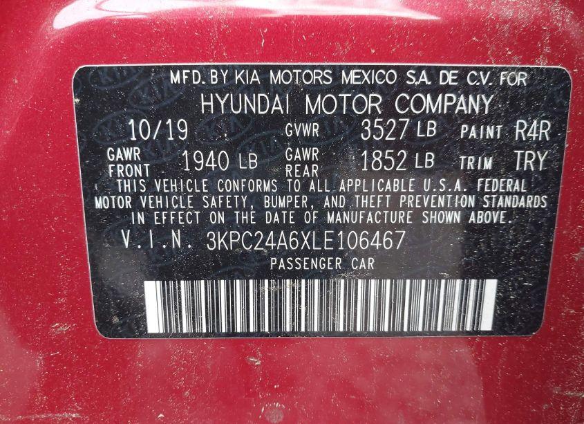 Photo 9 of 2020 Hyundai Accent SE (VIN 3KPC24A6XLE106467)