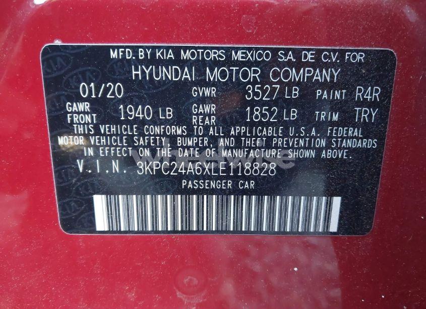 Photo 9 of 2020 Hyundai Accent SE (VIN 3KPC24A6XLE118828)