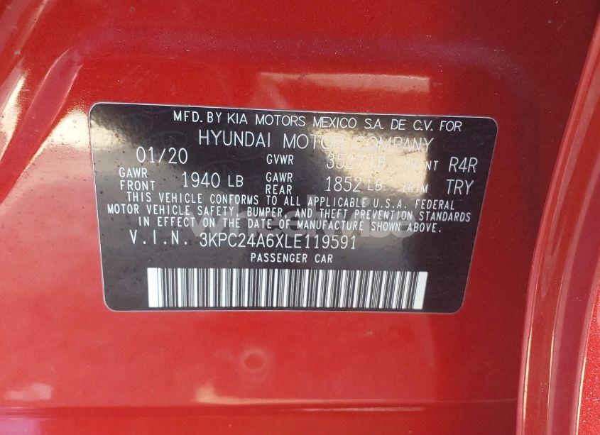 Photo 9 of 2020 Hyundai Accent SE (VIN 3KPC24A6XLE119591)