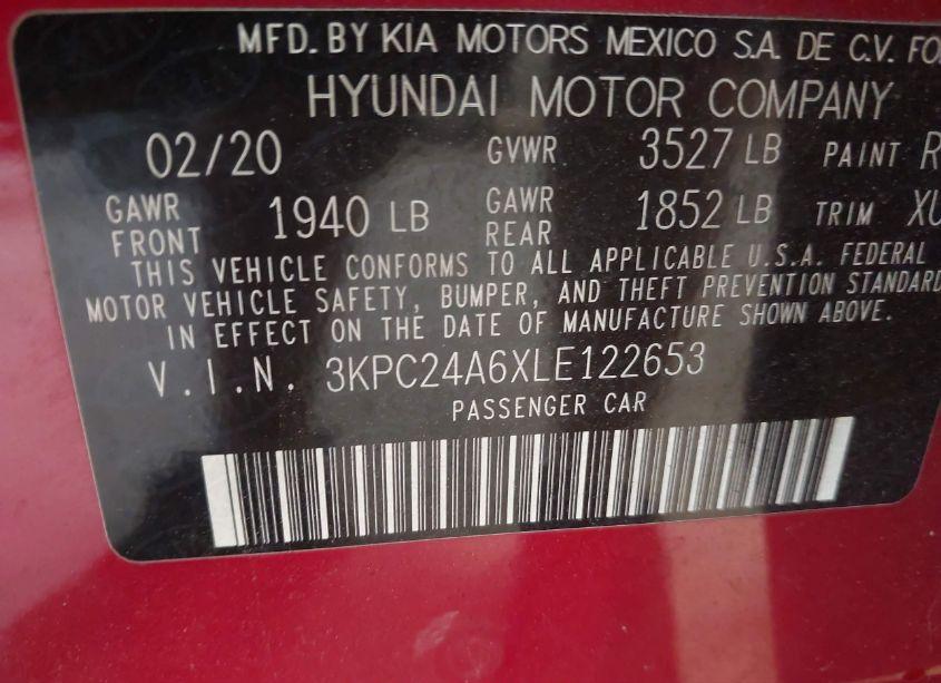 Photo 9 of 2020 Hyundai Accent SE (VIN 3KPC24A6XLE122653)