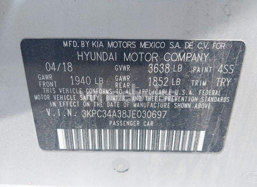 Photo 9 of 2018 Hyundai Accent LIMITED (VIN 3KPC34A38JE030697)