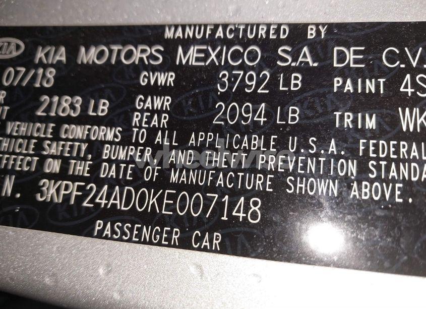 Photo 9 of 2019 Kia Forte LXS (VIN 3KPF24AD0KE007148)