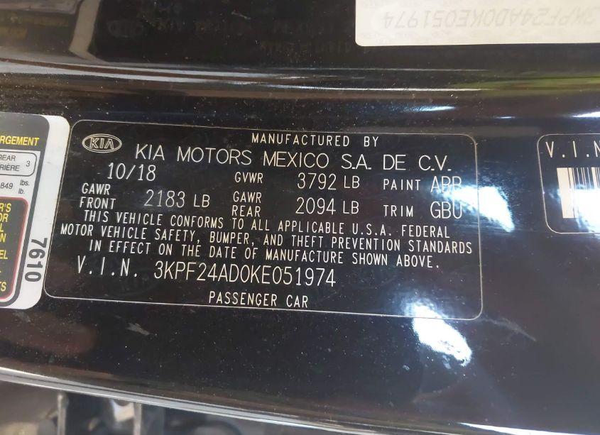 Photo 9 of 2019 Kia Forte LXS (VIN 3KPF24AD0KE051974)