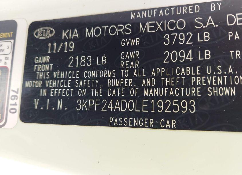 Photo 9 of 2020 Kia Forte LXS (VIN 3KPF24AD0LE192593)