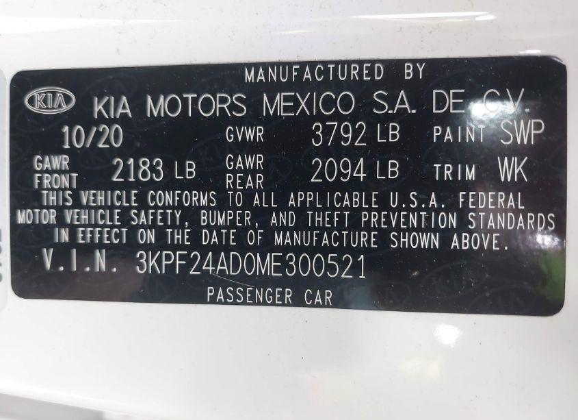 Photo 9 of 2021 Kia Forte LXS (VIN 3KPF24AD0ME300521)