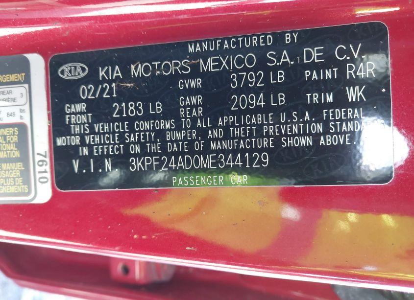 Photo 9 of 2021 Kia Forte LXS (VIN 3KPF24AD0ME344129)