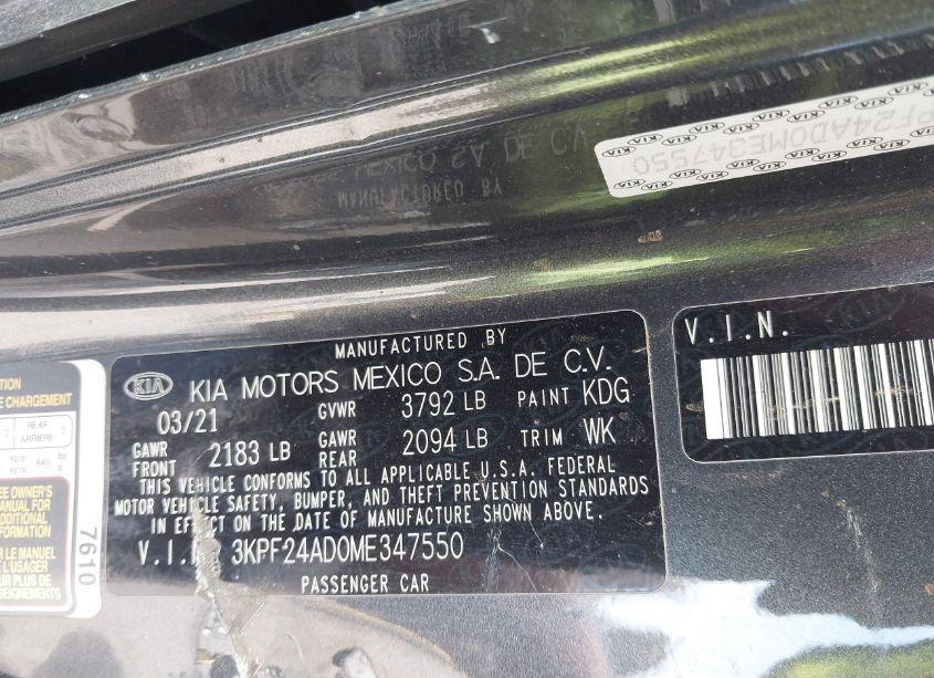 Photo 9 of 2021 Kia Forte LXS (VIN 3KPF24AD0ME347550)