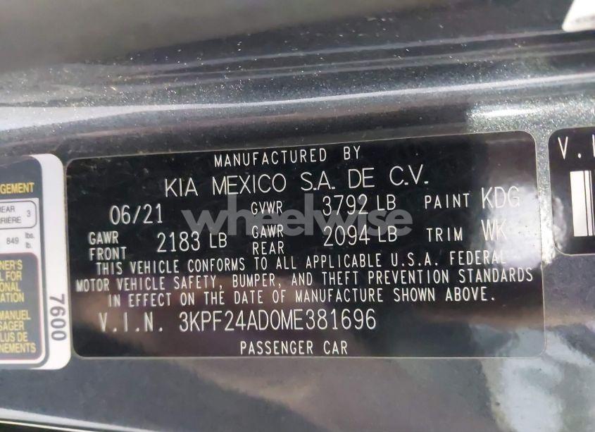 Photo 9 of 2021 Kia Forte FE (VIN 3KPF24AD0ME381696)