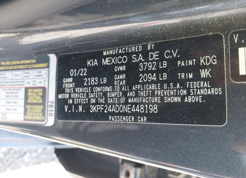 Photo 9 of 2022 Kia Forte LXS (VIN 3KPF24AD0NE448198)