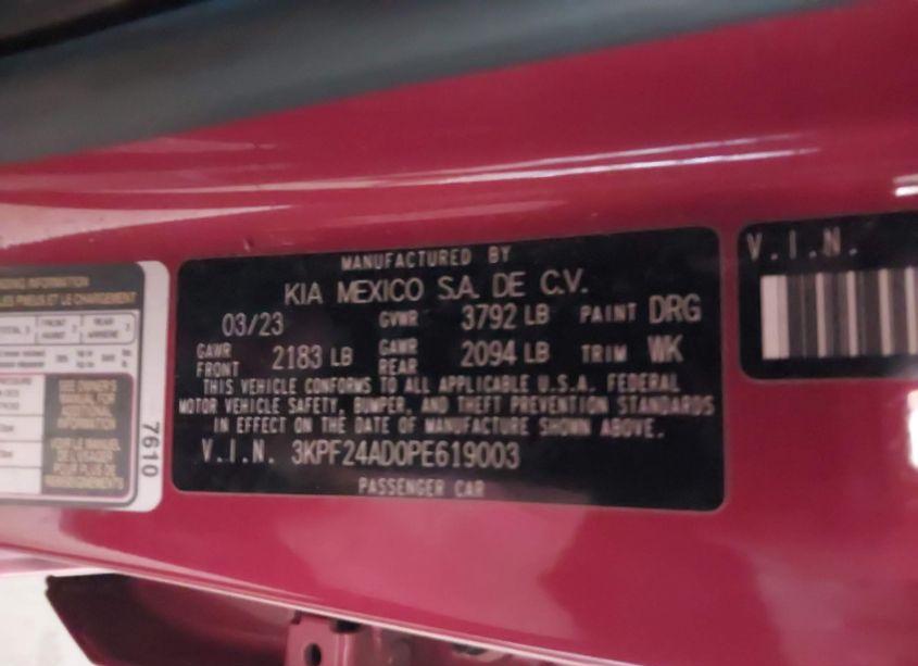 Photo 9 of 2023 Kia Forte LXS (VIN 3KPF24AD0PE619003)
