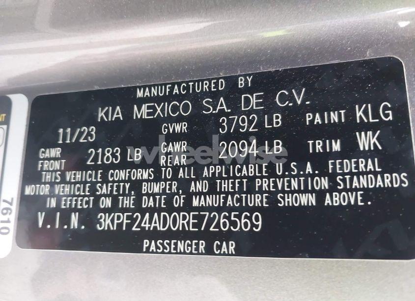 Photo 9 of 2024 Kia Forte LXS (VIN 3KPF24AD0RE726569)