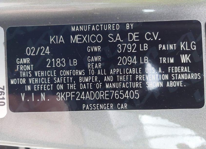 Photo 9 of 2024 Kia Forte LXS (VIN 3KPF24AD0RE765405)
