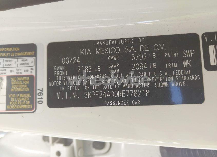 Photo 9 of 2024 Kia Forte LXS (VIN 3KPF24AD0RE778218)