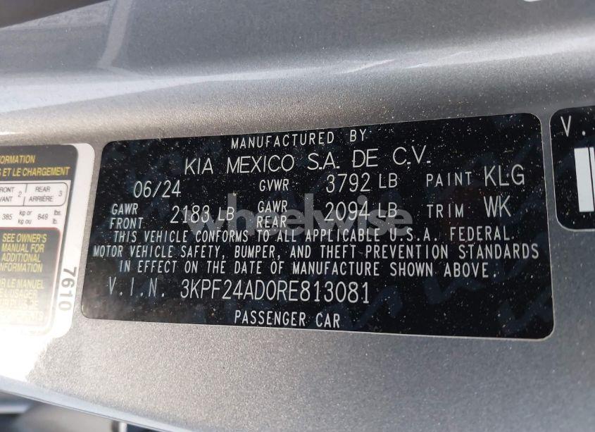 Photo 9 of 2024 Kia Forte LXS (VIN 3KPF24AD0RE813081)
