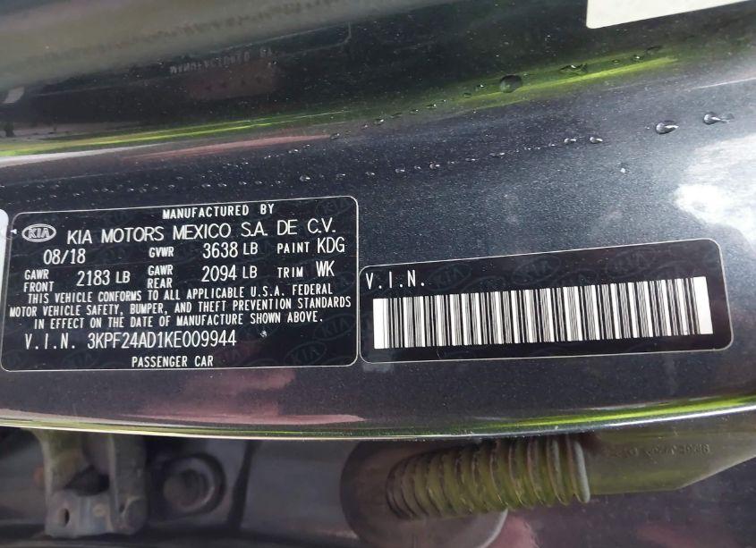 Photo 9 of 2019 Kia Forte FE (VIN 3KPF24AD1KE009944)