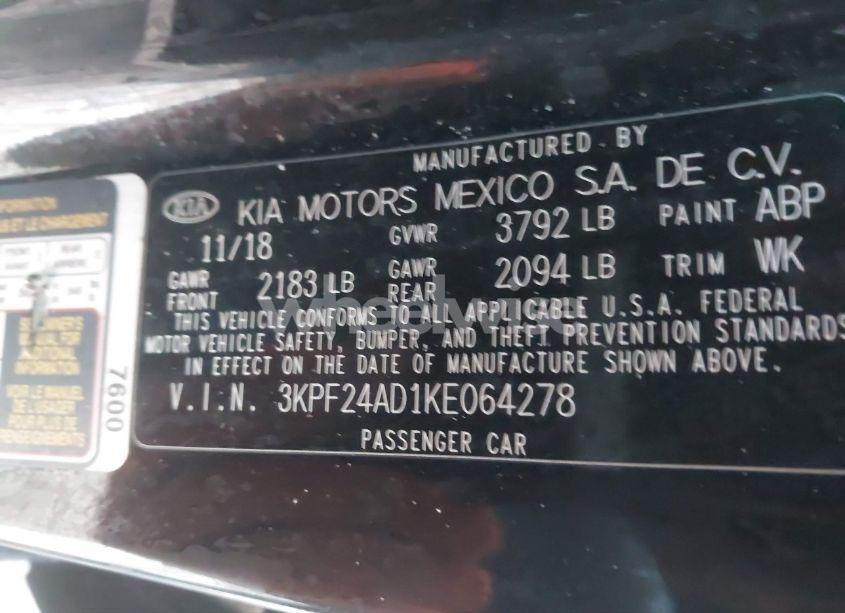 Photo 9 of 2019 Kia Forte FE (VIN 3KPF24AD1KE064278)