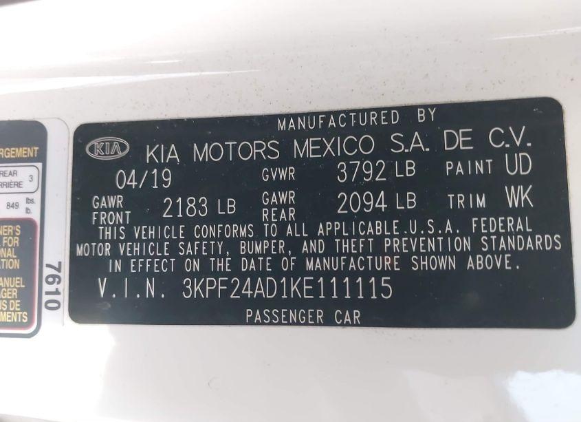 Photo 9 of 2019 Kia Forte LXS (VIN 3KPF24AD1KE111115)