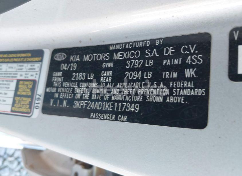 Photo 9 of 2019 Kia Forte LXS (VIN 3KPF24AD1KE117349)