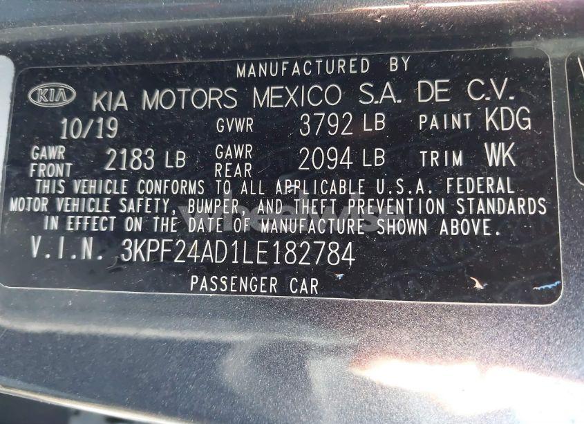 Photo 9 of 2020 Kia Forte FE (VIN 3KPF24AD1LE182784)