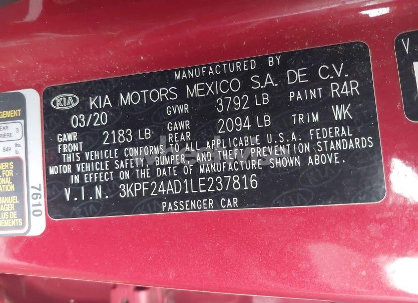 Photo 9 of 2020 Kia Forte LXS (VIN 3KPF24AD1LE237816)