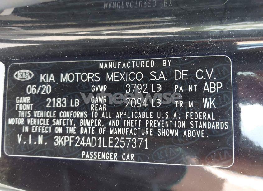 Photo 9 of 2020 Kia Forte FE (VIN 3KPF24AD1LE257371)