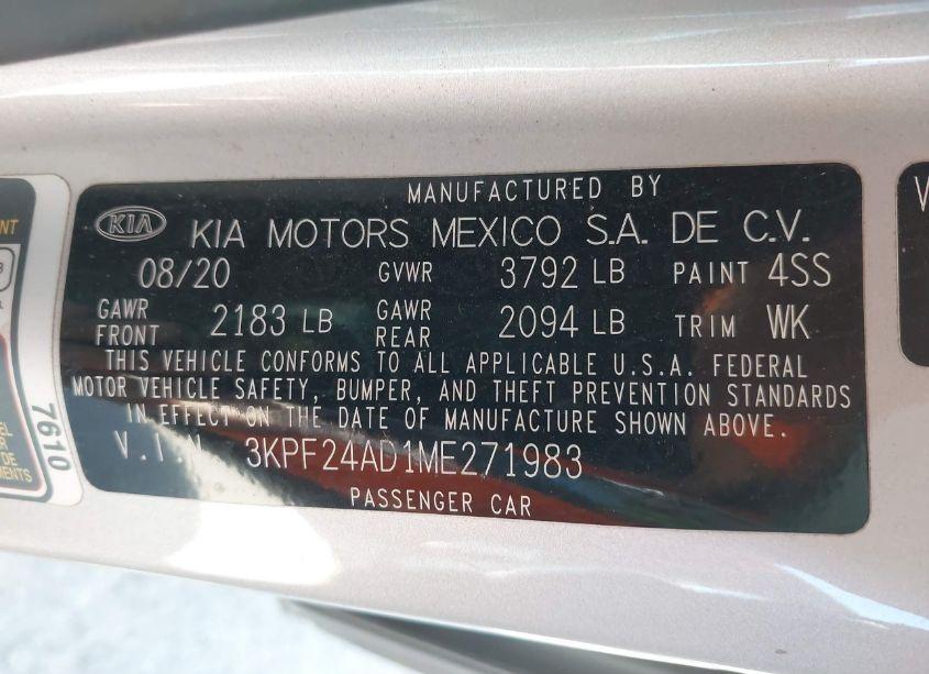 Photo 9 of 2021 Kia Forte LXS (VIN 3KPF24AD1ME271983)