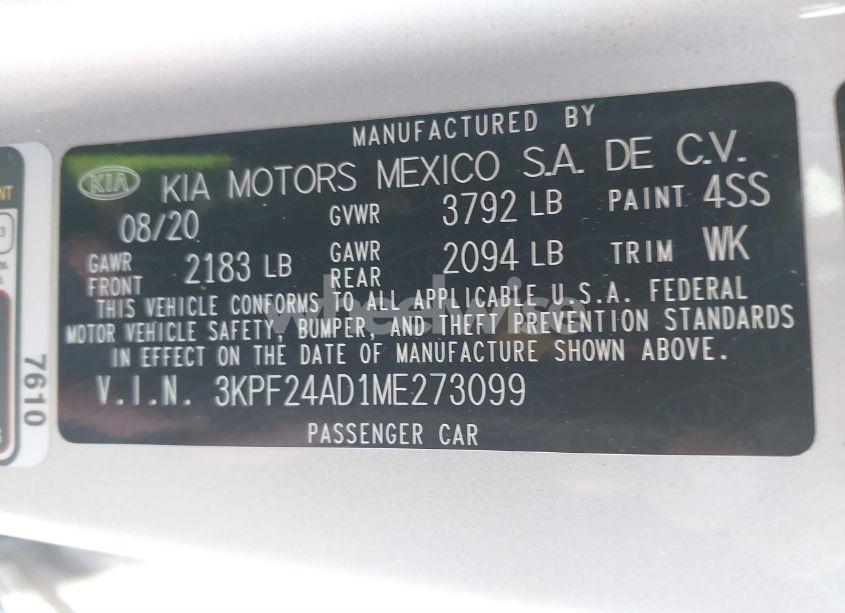 Photo 9 of 2021 Kia Forte LXS (VIN 3KPF24AD1ME273099)