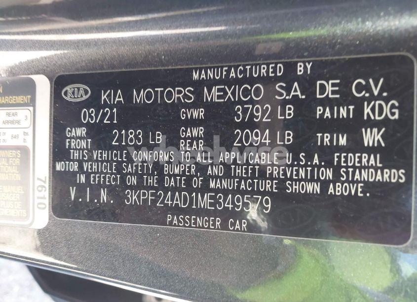 Photo 9 of 2021 Kia Forte LXS (VIN 3KPF24AD1ME349579)