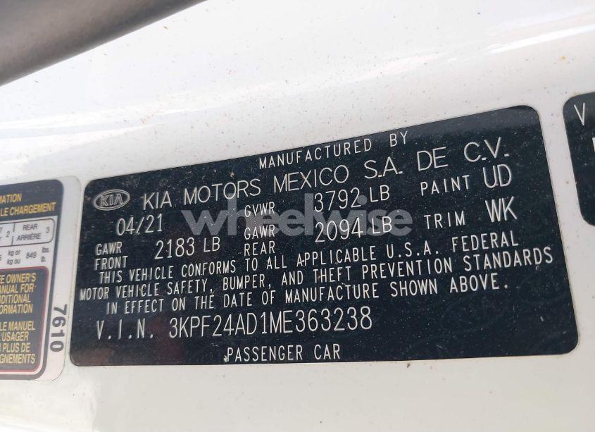 Photo 9 of 2021 Kia Forte LXS (VIN 3KPF24AD1ME363238)