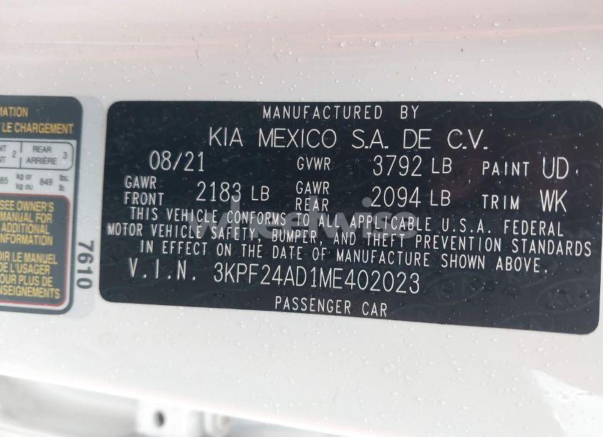 Photo 9 of 2021 Kia Forte LXS (VIN 3KPF24AD1ME402023)