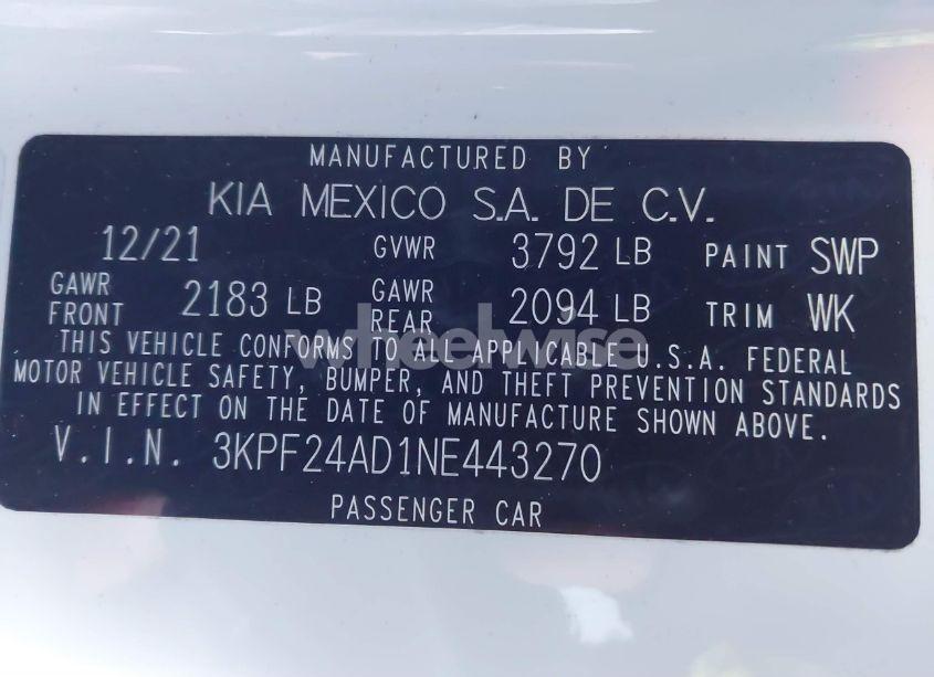 Photo 9 of 2022 Kia Forte LXS (VIN 3KPF24AD1NE443270)