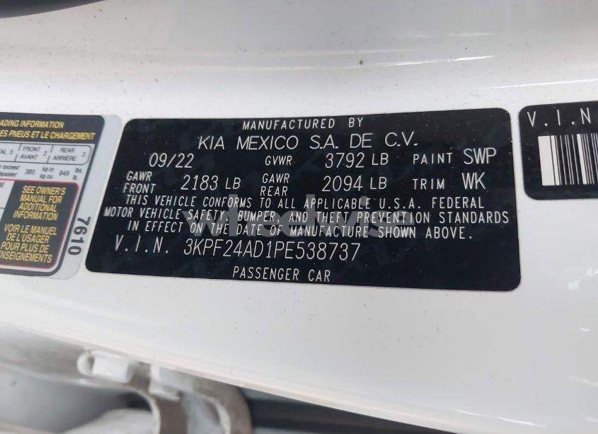 Photo 9 of 2023 Kia Forte LXS (VIN 3KPF24AD1PE538737)