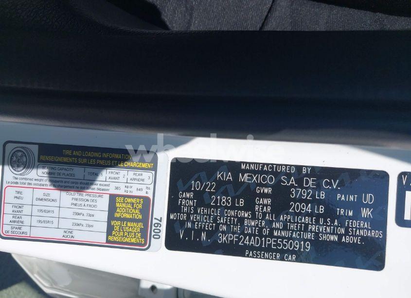 Photo 9 of 2023 Kia Forte LX (VIN 3KPF24AD1PE550919)