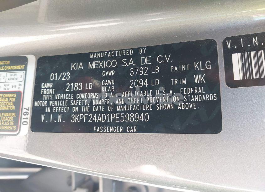 Photo 9 of 2023 Kia Forte LXS (VIN 3KPF24AD1PE598940)