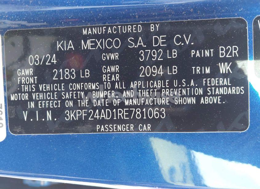 Photo 9 of 2024 Kia Forte LXS (VIN 3KPF24AD1RE781063)