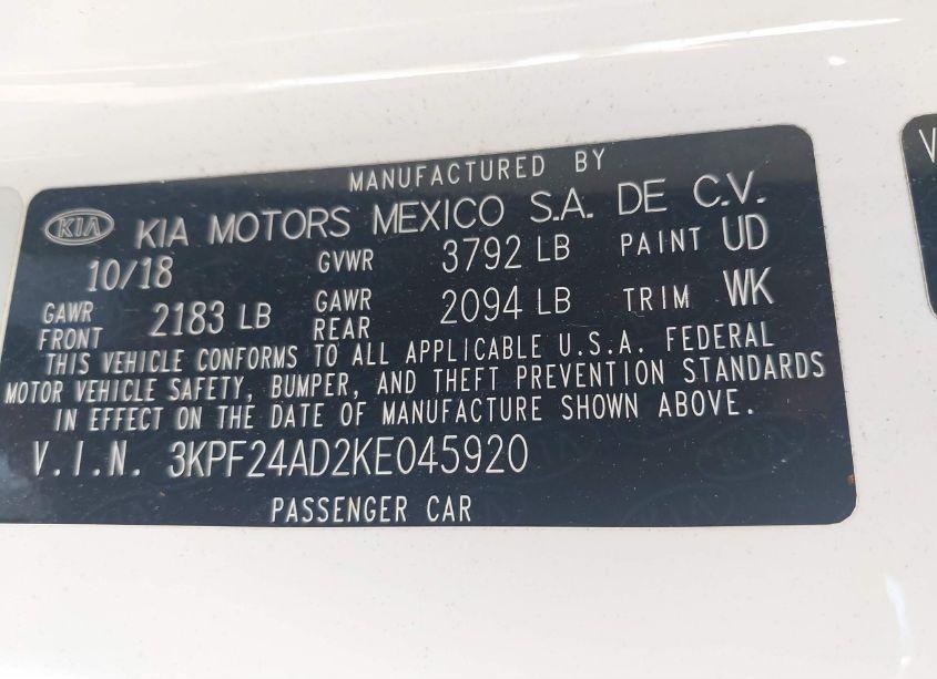 Photo 9 of 2019 Kia Forte LXS (VIN 3KPF24AD2KE045920)