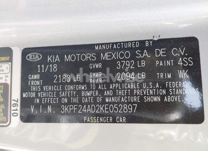 Photo 9 of 2019 Kia Forte LXS (VIN 3KPF24AD2KE052897)