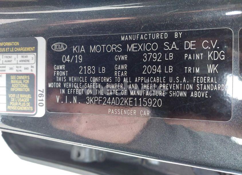 Photo 9 of 2019 Kia Forte LXS (VIN 3KPF24AD2KE115920)