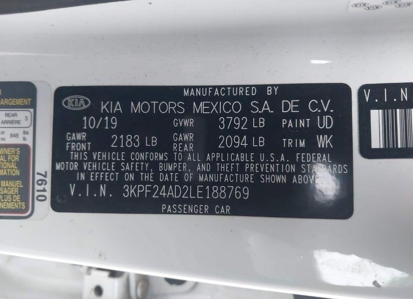 Photo 9 of 2020 Kia Forte LXS (VIN 3KPF24AD2LE188769)