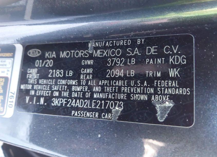 Photo 9 of 2020 Kia Forte LXS (VIN 3KPF24AD2LE217073)