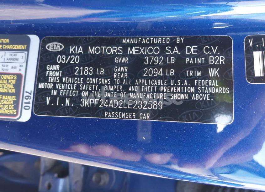 Photo 9 of 2020 Kia Forte LXS (VIN 3KPF24AD2LE232589)