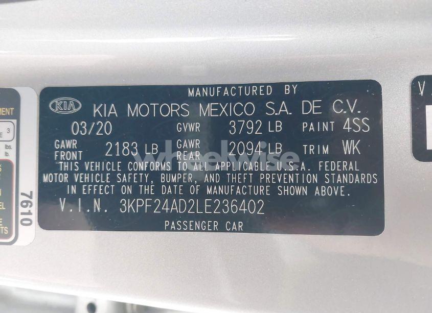 Photo 9 of 2020 Kia Forte LXS (VIN 3KPF24AD2LE236402)
