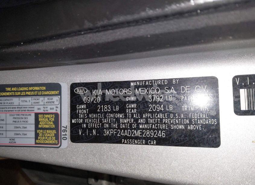 Photo 9 of 2021 Kia Forte LXS (VIN 3KPF24AD2ME289246)