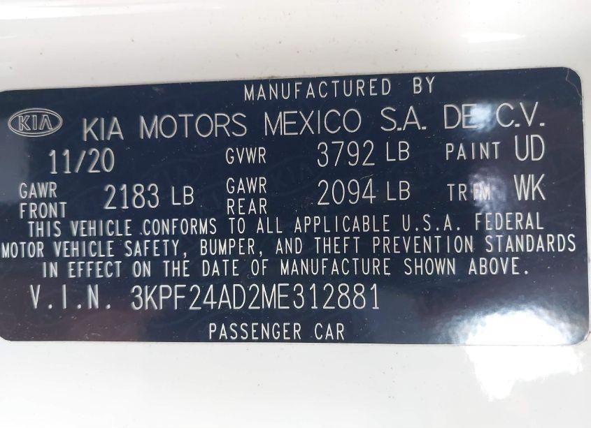 Photo 9 of 2021 Kia Forte LXS (VIN 3KPF24AD2ME312881)